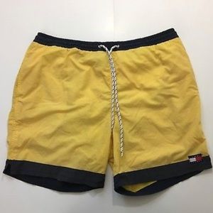 Vintage 90s Tommy Hilfiger Yellow Swim Trunks